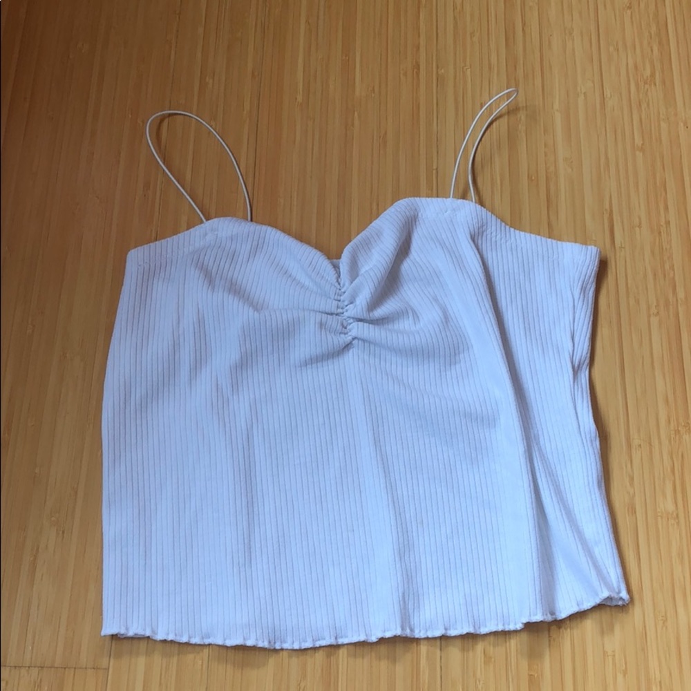 Ruched front white tank